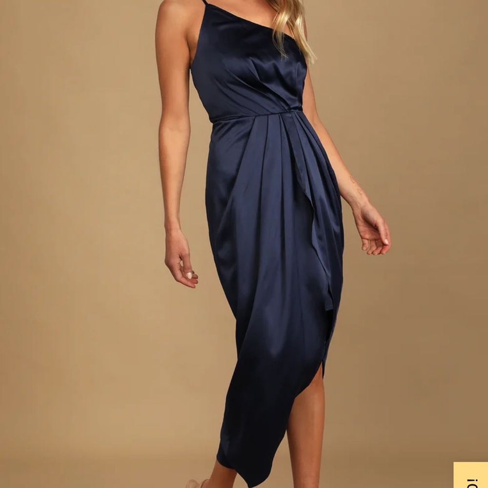 Navy Satin Dress